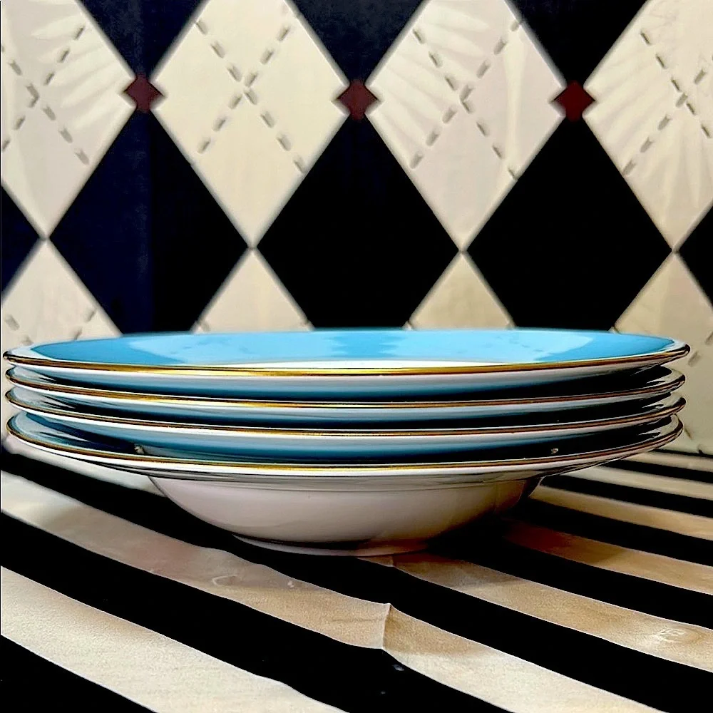 Vintage Royal‎ Doulton Barclay 4908 Salad Plates – Deep Dish Wide Rim| Set/4| 8”